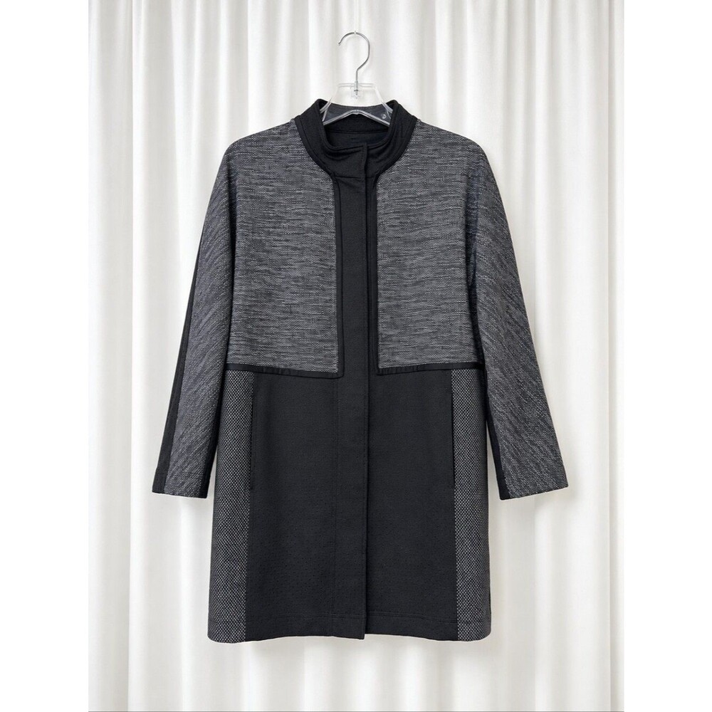 Lululemon Shine Dot Cocoon Car Coat Black Gray Luon Snap Front Athleisure Jacket